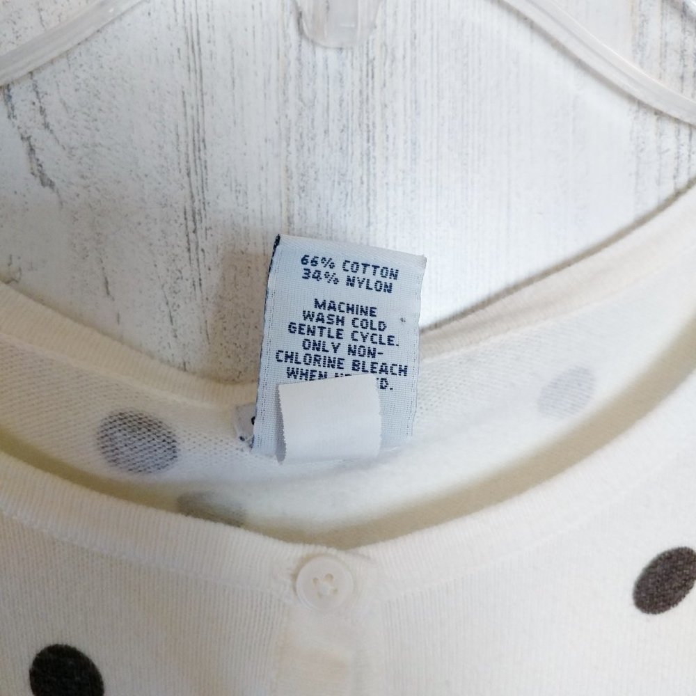 GAP Small Cardigan Sweater Ivory Gray Polka Dot - Picture 3 of 3